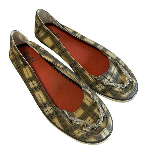 Keds Buttercup Plaid Mini Canvas Ivory Gray Cushion Slip On Flat Shoes Size 7.5 - Picture 4 of 11